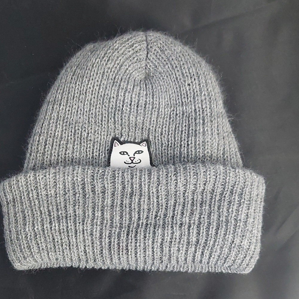 Ripndip Gray Beanie With Nermal Cat Patch - image 2